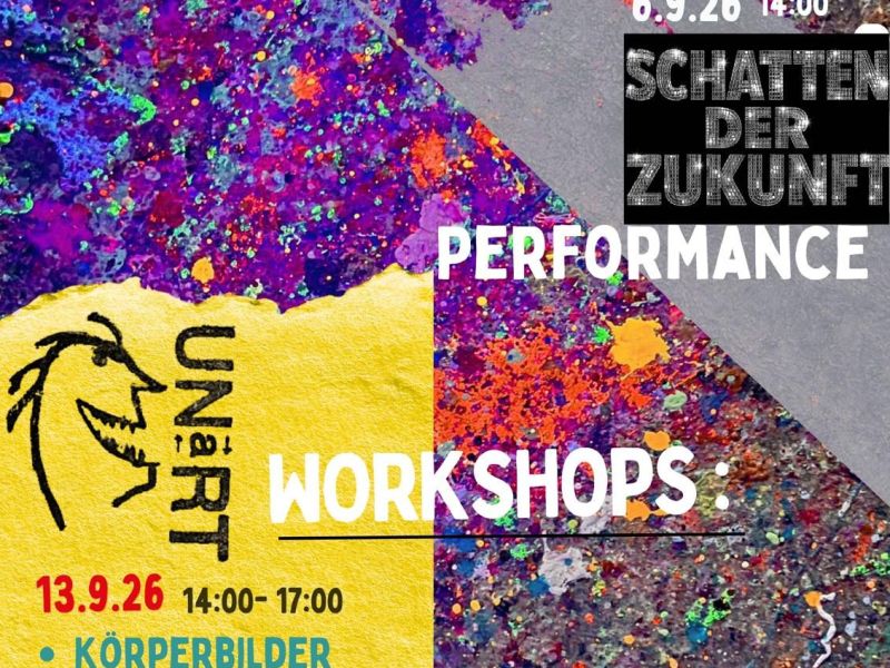 Gemeinsam malen, drucken und Körperbilder gestalten, eine UNART-Performance zur&nbsp;Eröffnung